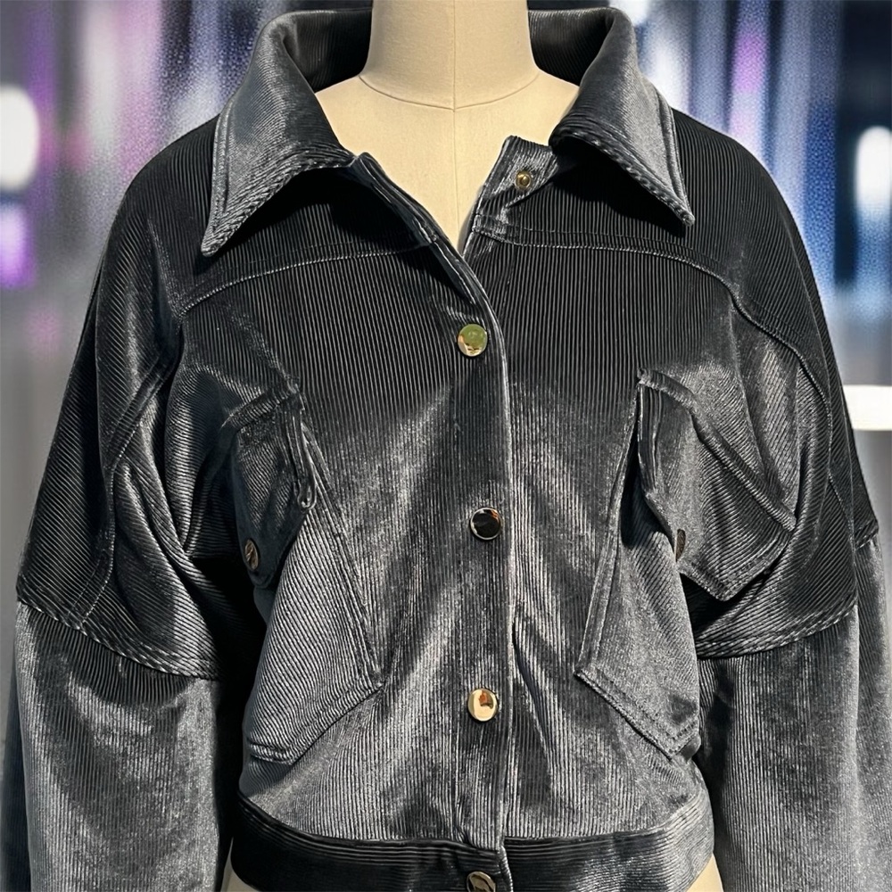 Prettylittlething Silver Cropped Jacket - image 3